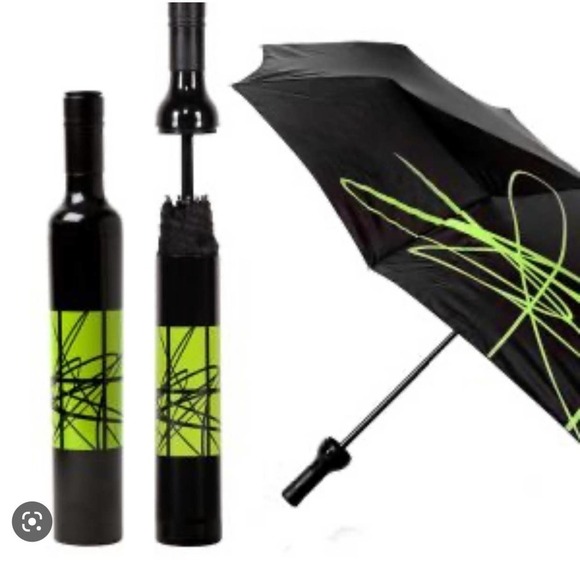 New ARTISTIC BLACK / JADE BOTTLE UMBRELLA - Picture 1 of 2
